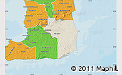 Shaded Relief Map of Nariva/Mayaro, political outside