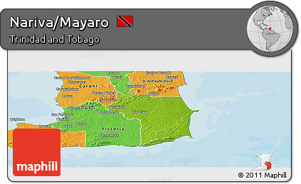 Physical Panoramic Map of Nariva/Mayaro, political outside
