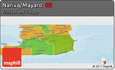 Physical Panoramic Map of Nariva/Mayaro, political outside