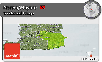 Physical Panoramic Map of Nariva/Mayaro, semi-desaturated