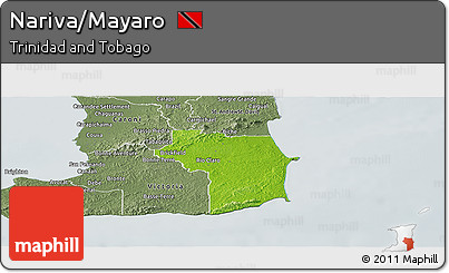 Physical Panoramic Map of Nariva/Mayaro, semi-desaturated