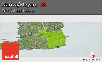 Physical Panoramic Map of Nariva/Mayaro, semi-desaturated