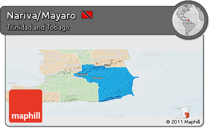 Political Panoramic Map of Nariva/Mayaro, lighten