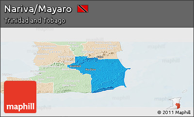 Political Panoramic Map of Nariva/Mayaro, lighten