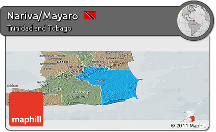 Political Panoramic Map of Nariva/Mayaro, semi-desaturated