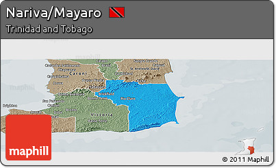 Political Panoramic Map of Nariva/Mayaro, semi-desaturated