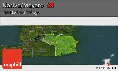 Satellite Panoramic Map of Nariva/Mayaro, darken