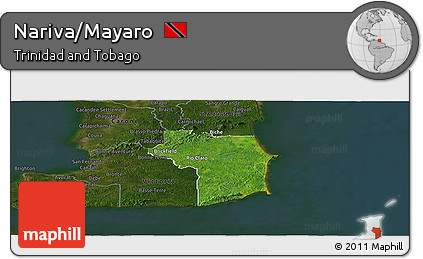 Satellite Panoramic Map of Nariva/Mayaro, darken