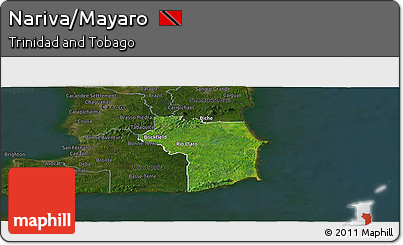 Satellite Panoramic Map of Nariva/Mayaro, darken