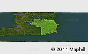 Satellite Panoramic Map of Nariva/Mayaro, darken