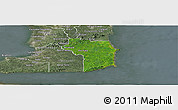 Satellite Panoramic Map of Nariva/Mayaro, semi-desaturated