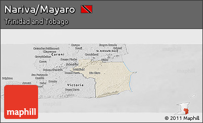 Shaded Relief Panoramic Map of Nariva/Mayaro, desaturated