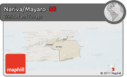 Shaded Relief Panoramic Map of Nariva/Mayaro, lighten