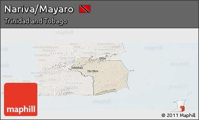 Shaded Relief Panoramic Map of Nariva/Mayaro, lighten