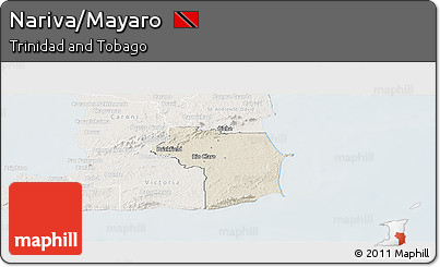 Shaded Relief Panoramic Map of Nariva/Mayaro, lighten
