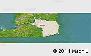 Shaded Relief Panoramic Map of Nariva/Mayaro, satellite outside
