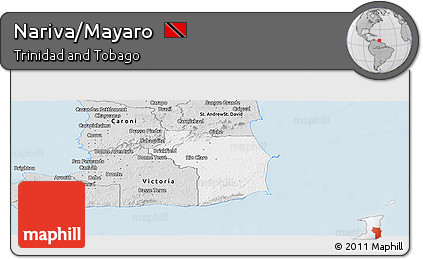 Silver Style Panoramic Map of Nariva/Mayaro