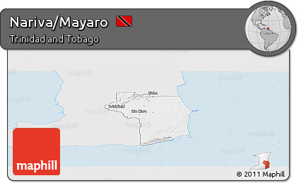 Silver Style Panoramic Map of Nariva/Mayaro, single color outside