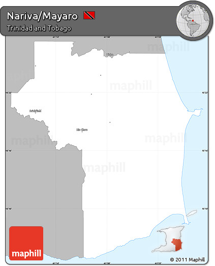 Gray Simple Map of Nariva/Mayaro, single color outside
