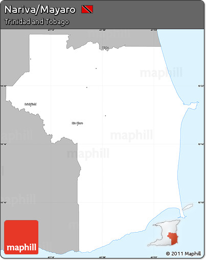 Gray Simple Map of Nariva/Mayaro, single color outside
