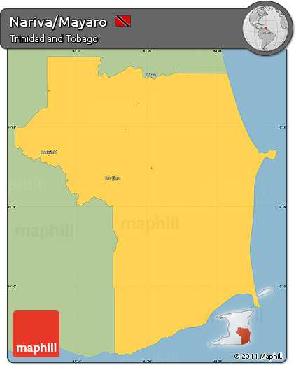 Savanna Style Simple Map of Nariva/Mayaro, single color outside