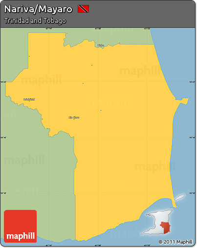 Savanna Style Simple Map of Nariva/Mayaro, single color outside