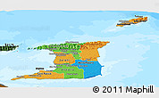 Political Panoramic Map of Trinidad and Tobago, darken, land only
