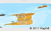 Political Shades Panoramic Map of Trinidad and Tobago, darken, desaturated, land only