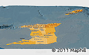 Political Shades Panoramic Map of Trinidad and Tobago, darken