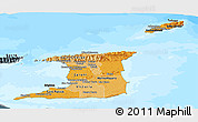 Political Shades Panoramic Map of Trinidad and Tobago, darken, semi-desaturated, land only