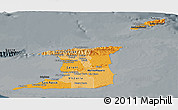 Political Shades Panoramic Map of Trinidad and Tobago, darken, semi-desaturated