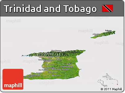 Satellite Panoramic Map of Trinidad and Tobago, cropped outside