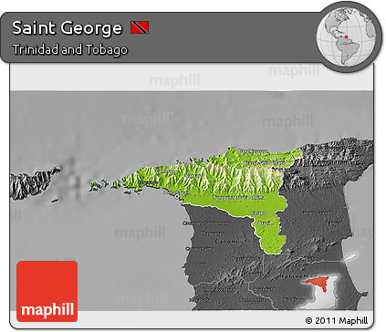 Physical 3D Map of Saint George, darken, desaturated