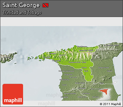 Physical 3D Map of Saint George, semi-desaturated