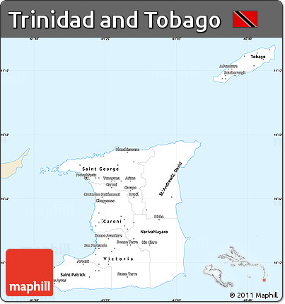 Classic Style Simple Map of Trinidad and Tobago, single color outside