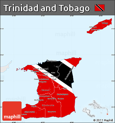 Flag Simple Map of Trinidad and Tobago, single color outside, flag rotated