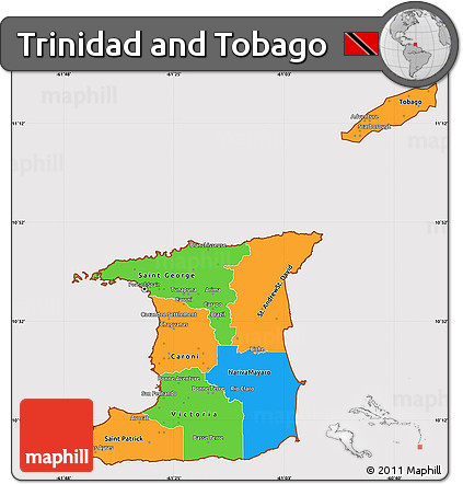Political Simple Map of Trinidad and Tobago, cropped outside