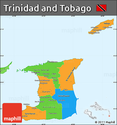 Political Simple Map of Trinidad and Tobago