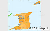 Political Shades Simple Map of Trinidad and Tobago, political outside