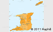 Political Shades Simple Map of Trinidad and Tobago, single color outside, borders and labels