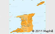 Political Shades Simple Map of Trinidad and Tobago, single color outside