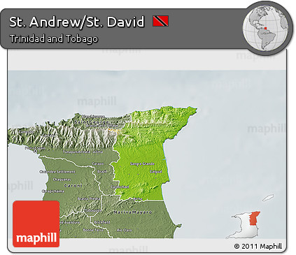 Physical 3D Map of St. Andrew/St. David, semi-desaturated