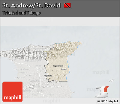 Shaded Relief 3D Map of St. Andrew/St. David, lighten, semi-desaturated