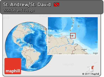 Shaded Relief Location Map of St. Andrew/St. David, highlighted country