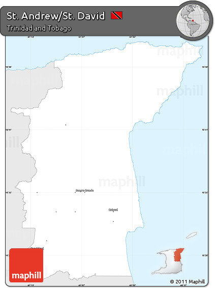 Silver Style Simple Map of St. Andrew/St. David, single color outside