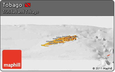 Political Panoramic Map of Tobago, lighten, desaturated