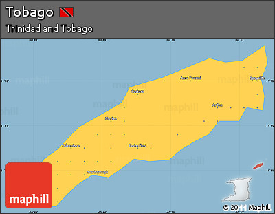 Savanna Style Simple Map of Tobago, single color outside