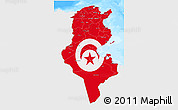 Flag 3D Map of Tunisia, single color outside, bathymetry sea, flag rotated