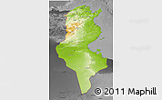 Physical 3D Map of Tunisia, darken, desaturated