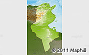 Physical 3D Map of Tunisia, darken, land only